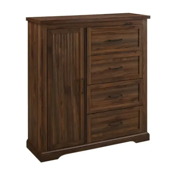 Dressers & Chests-Kirkland's Home Brown Wood Cabinet And 4-Drawer Wardrobe