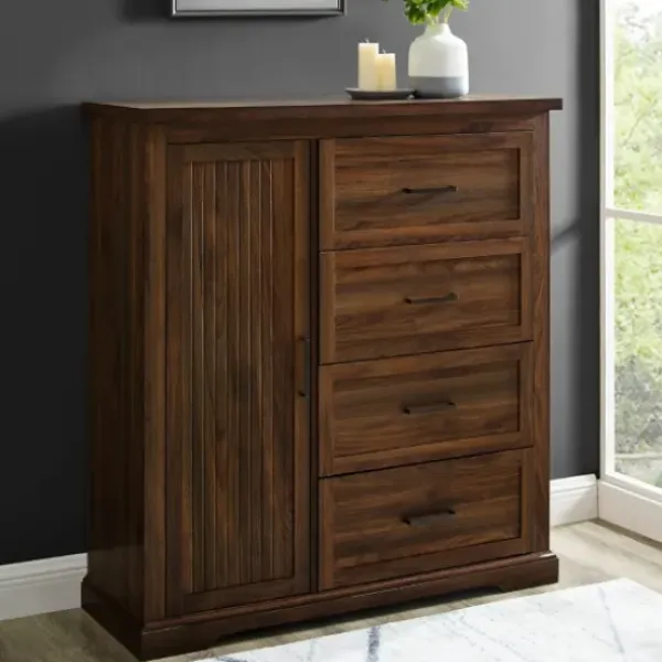 Dressers & Chests-Kirkland's Home Brown Wood Cabinet And 4-Drawer Wardrobe