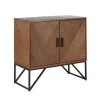 Cabinets & Sideboards-Kirkland's Home Brown Wood Frame Metal Base 2-Door Cabinet