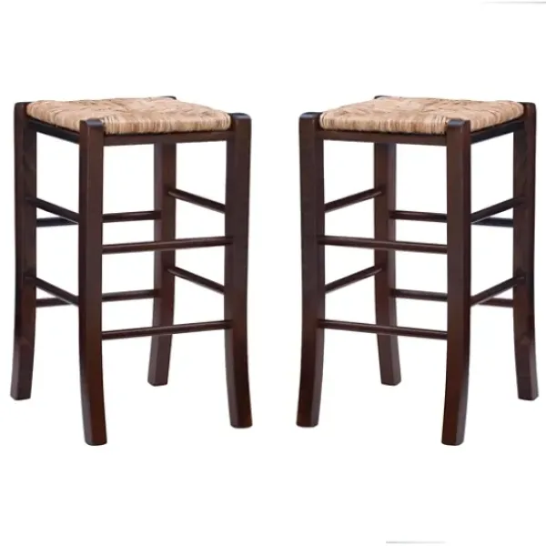 Bar Stools & Counter Height Stools-Kirkland's Home Brown Wood Grass Backless 2-Pc. Counter Stool Set Tan