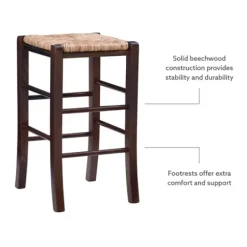 Bar Stools & Counter Height Stools-Kirkland's Home Brown Wood Grass Backless 2-Pc. Counter Stool Set Tan