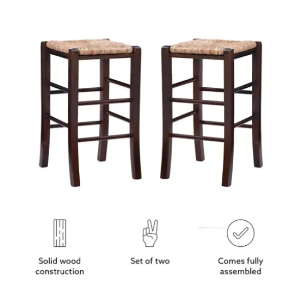 Bar Stools & Counter Height Stools-Kirkland's Home Brown Wood Grass Backless 2-Pc. Counter Stool Set Tan