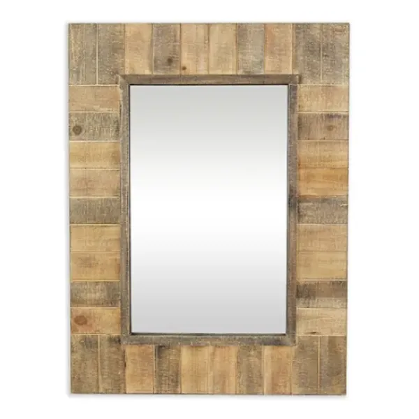 Decorative Mirrors-Kirkland's Home Brown Wood Paneled Frame Wall Mirror
