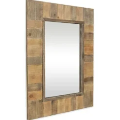 Decorative Mirrors-Kirkland's Home Brown Wood Paneled Frame Wall Mirror
