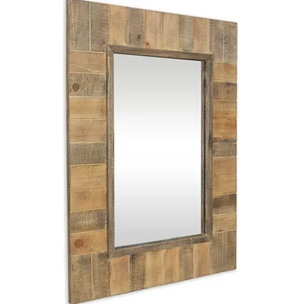 Decorative Mirrors-Kirkland's Home Brown Wood Paneled Frame Wall Mirror