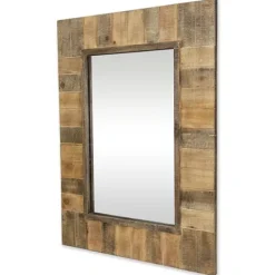 Decorative Mirrors-Kirkland's Home Brown Wood Paneled Frame Wall Mirror
