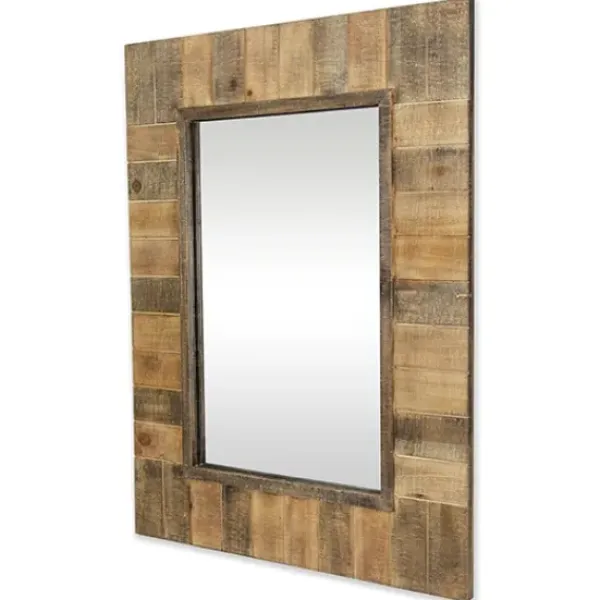 Decorative Mirrors-Kirkland's Home Brown Wood Paneled Frame Wall Mirror