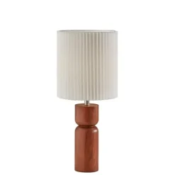 Table Lamps-Kirkland's Home Brown Wood Pleated Shade Table Lamp White