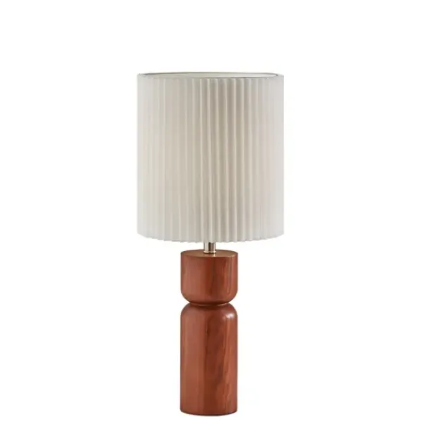 Table Lamps-Kirkland's Home Brown Wood Pleated Shade Table Lamp White