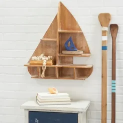Shelves-Kirkland's Home Brown Wood Sailboat Wall Shelf