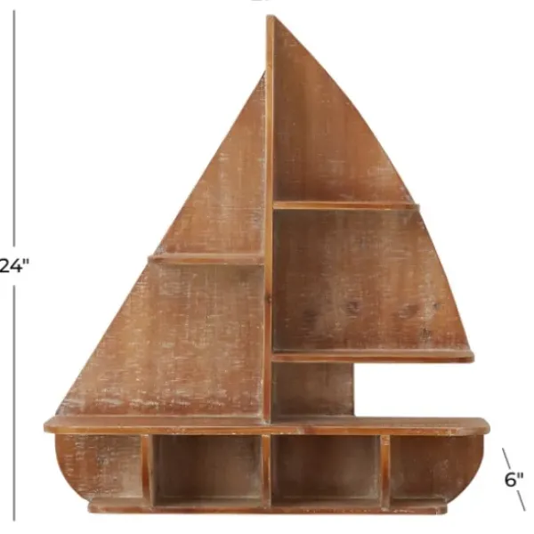 Shelves-Kirkland's Home Brown Wood Sailboat Wall Shelf