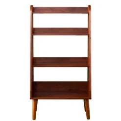 Bookshelves-Kirkland's Home Brown Wood 4-Tier Mid Century Modern Bookshelf