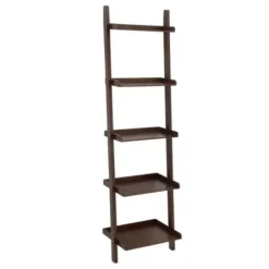 Bookshelves-Kirkland's Home Brown Wooden Five-Tier Ladder Bookshelf