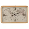 Clocks-Kirkland's Home Brown World Map Rectangular Wall Clock
