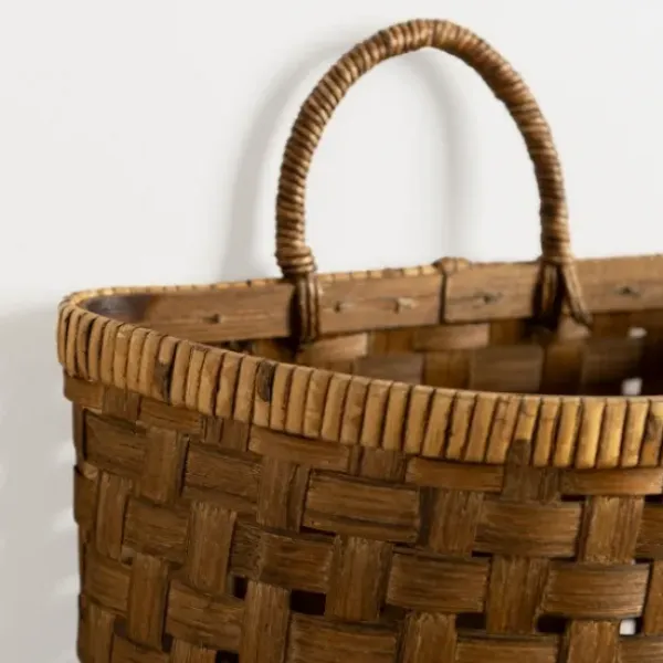 Wall Storage-Kirkland's Home Brown Woven Bamboo Wall Pocket