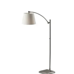 Floor Lamps-Kirkland's Home Brushed Adjustable Arm Floor Lamp Silver
