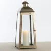 Lanterns-Kirkland's Home Brushed Ecru Lantern, 23 In. Gold