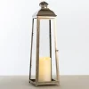 Lanterns-Kirkland's Home Brushed Ecru Lantern, 30 In. Gold