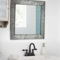 Decorative Mirrors-Kirkland's Home Brushed Galvanized Wall Mirror, 22X22 In.