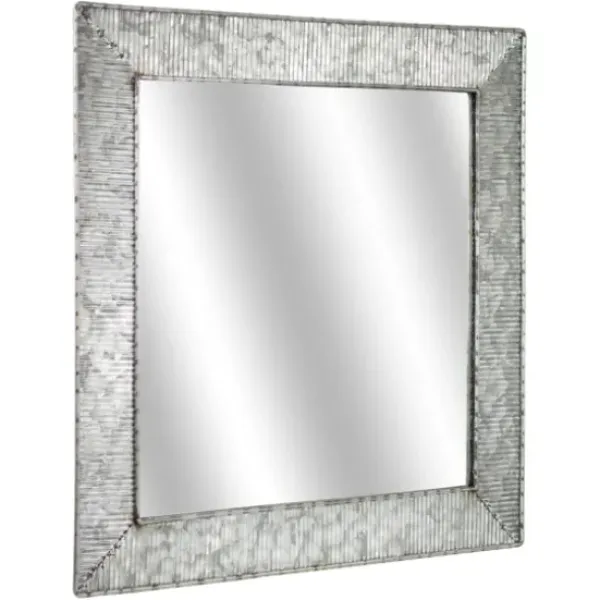 Decorative Mirrors-Kirkland's Home Brushed Galvanized Wall Mirror, 22X22 In.