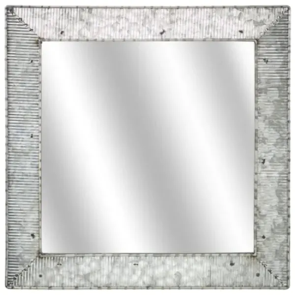 Decorative Mirrors-Kirkland's Home Brushed Galvanized Wall Mirror, 22X22 In.