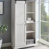Cabinets & Sideboards-Kirkland's Home Brushed Grooved Sliding Door Cabinet White