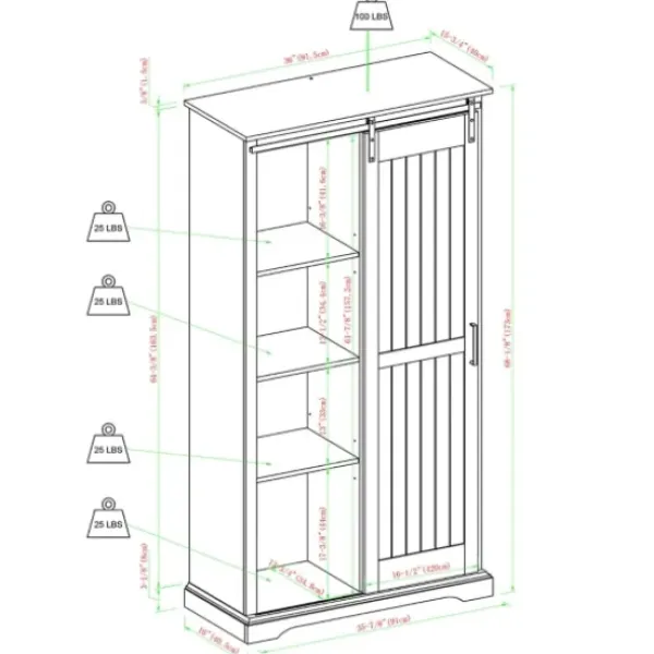 Cabinets & Sideboards-Kirkland's Home Brushed Grooved Sliding Door Cabinet White
