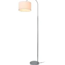 Floor Lamps-Kirkland's Home Brushed Nickel Arched Stem Floor Lamp White