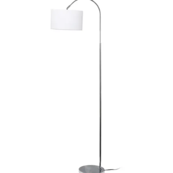 Floor Lamps-Kirkland's Home Brushed Nickel Arched Stem Floor Lamp White