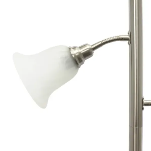 Floor Lamps-Kirkland's Home Brushed Nickel 3-Scallop Glass Floor Lamp Gray