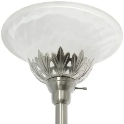Floor Lamps-Kirkland's Home Brushed Nickel 3-Scallop Glass Floor Lamp Gray