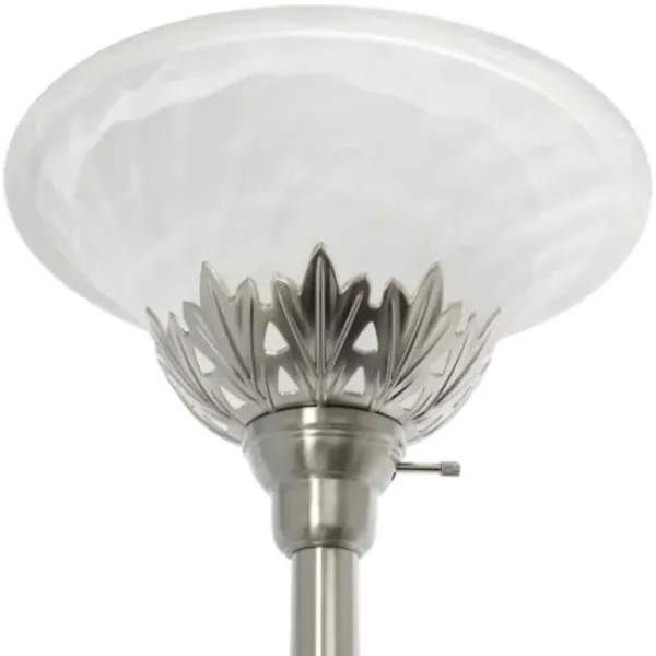 Floor Lamps-Kirkland's Home Brushed Nickel 3-Scallop Glass Floor Lamp Gray