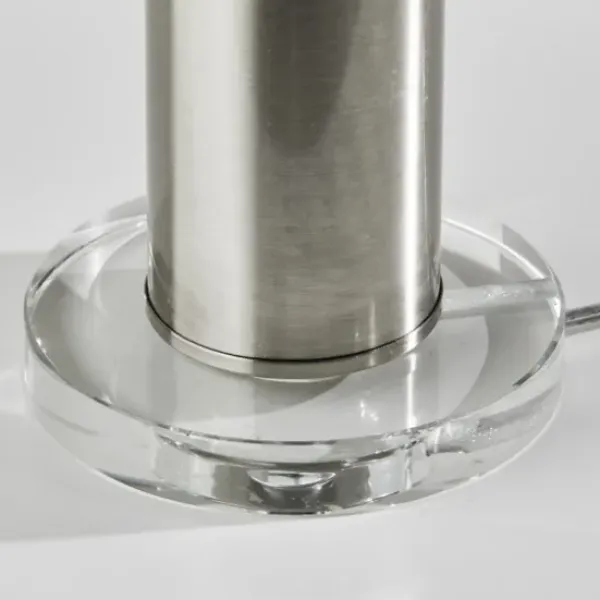 Table Lamps-Kirkland's Home Brushed Steel Cylinder Table Lamp White