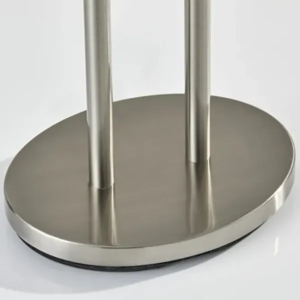 Floor Lamps-Kirkland's Home Brushed Steel Double-Bulb Oval Floor Lamp Ivory