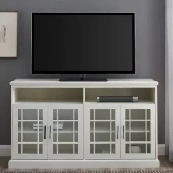 Tv Stands & Media Consoles-Kirkland's Home Brushed Window Pane Tv Stand White