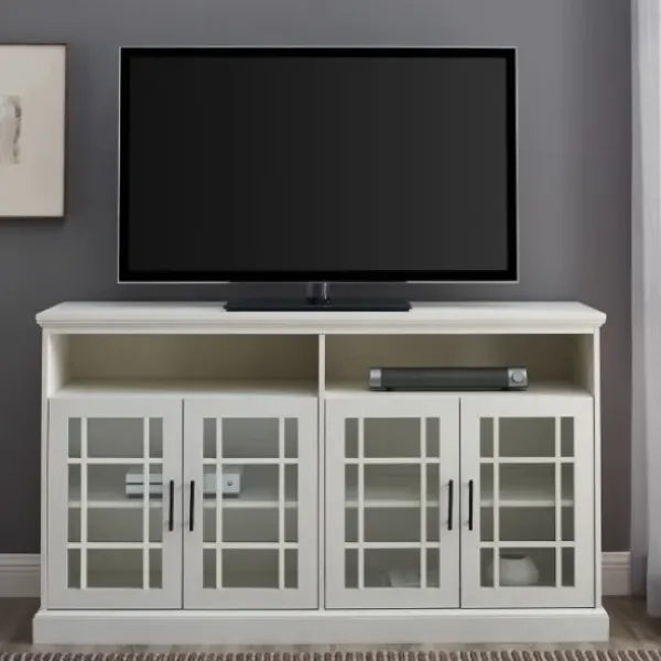 Tv Stands & Media Consoles-Kirkland's Home Brushed Window Pane Tv Stand White