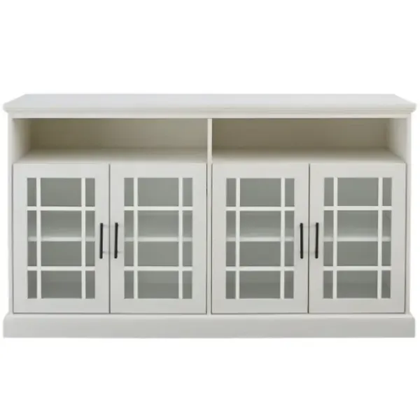 Tv Stands & Media Consoles-Kirkland's Home Brushed Window Pane Tv Stand White