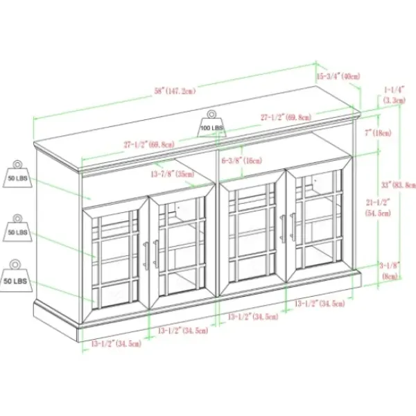 Tv Stands & Media Consoles-Kirkland's Home Brushed Window Pane Tv Stand White