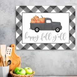 Wall Quotes & Signs-Kirkland's Home Buffalo Check Happy Fall Truck Giclee Canvas Print Black/White/Gray