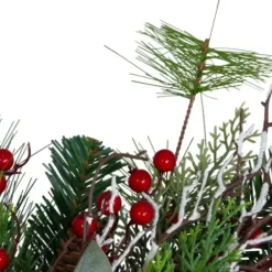 Wreaths-Kirkland's Home Buffalo Check Plaid Ribbon Holiday Wreath Green/Red/Black