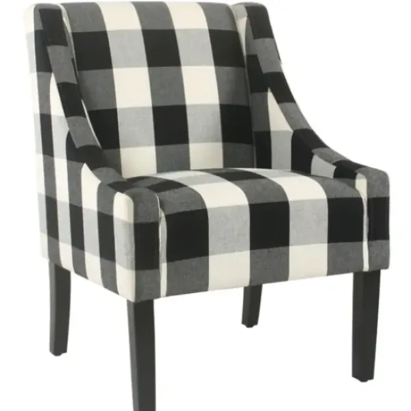 Accent Chairs-Kirkland's Home Buffalo Check Swoop Accent Chair Black