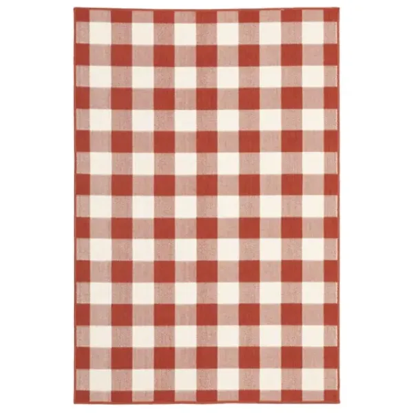 Outdoor Rugs-Kirkland's Home Buffalo Plaid Indoor/Outdoor Area Rug, 5X7 Gray