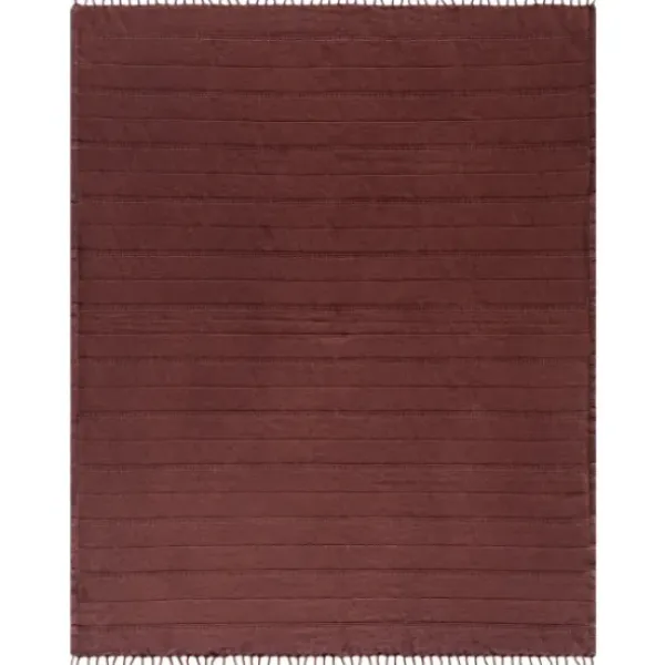 Blankets & Throws-Kirkland's Home Burgundy Modern Striped Throw Red