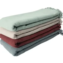 Blankets & Throws-Kirkland's Home Burgundy Modern Striped Throw Red