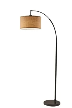 Floor Lamps-Kirkland's Home Burlap Arc Floor Lamp Tan