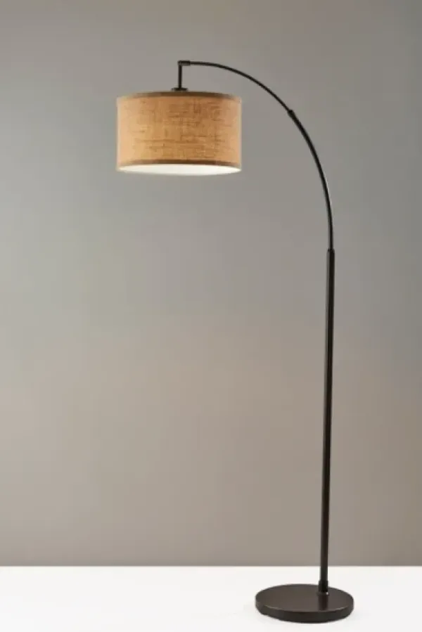 Floor Lamps-Kirkland's Home Burlap Arc Floor Lamp Tan