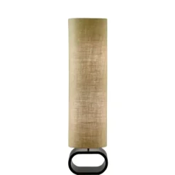 Floor Lamps-Kirkland's Home Burlap Shade Black Oval Base Daniel Floor Lamp Tan
