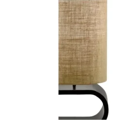 Floor Lamps-Kirkland's Home Burlap Shade Black Oval Base Daniel Floor Lamp Tan