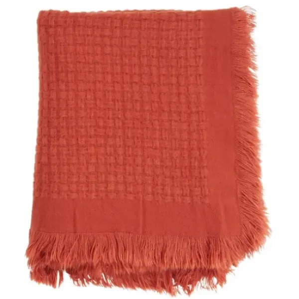 Blankets & Throws-Kirkland's Home Burnt Waffle Weave Throw Blanket Orange