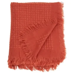 Blankets & Throws-Kirkland's Home Burnt Waffle Weave Throw Blanket Orange